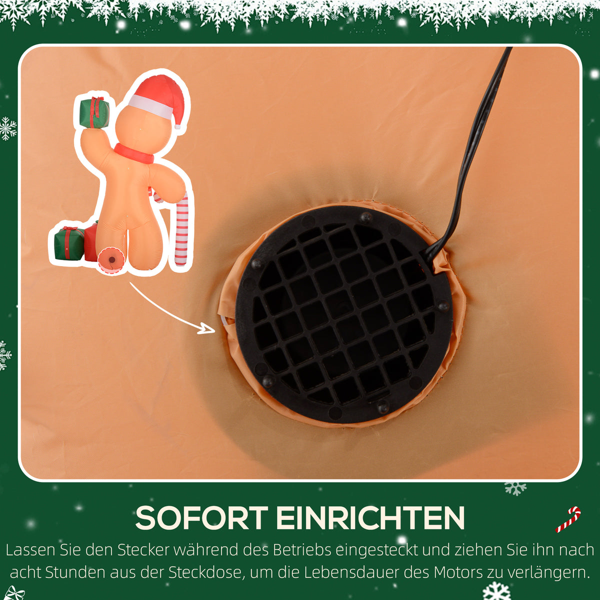 Aufblasbarer Lebkuchenmann mit LED-Beleuchtung
