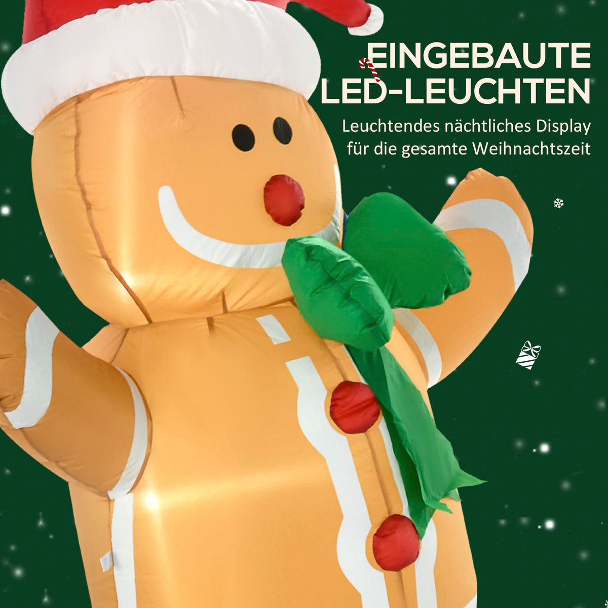 Aufblasbarer Lebkuchenmann mit LED-Beleuchtung