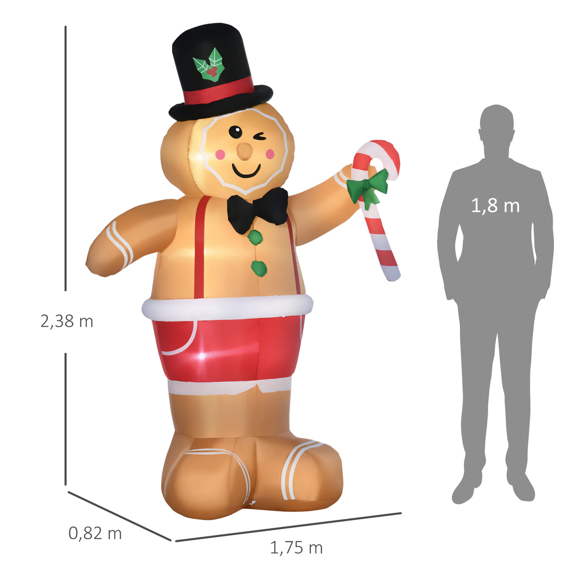 Aufblasbarer Lebkuchenmann mit LED-Beleuchtung