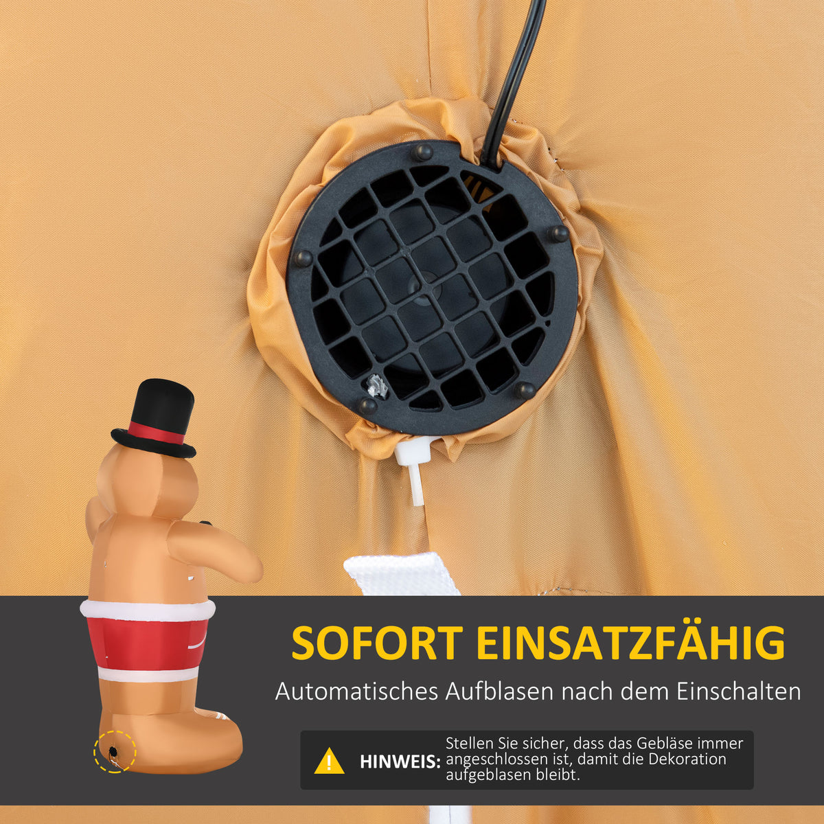 Aufblasbarer Lebkuchenmann mit LED-Beleuchtung