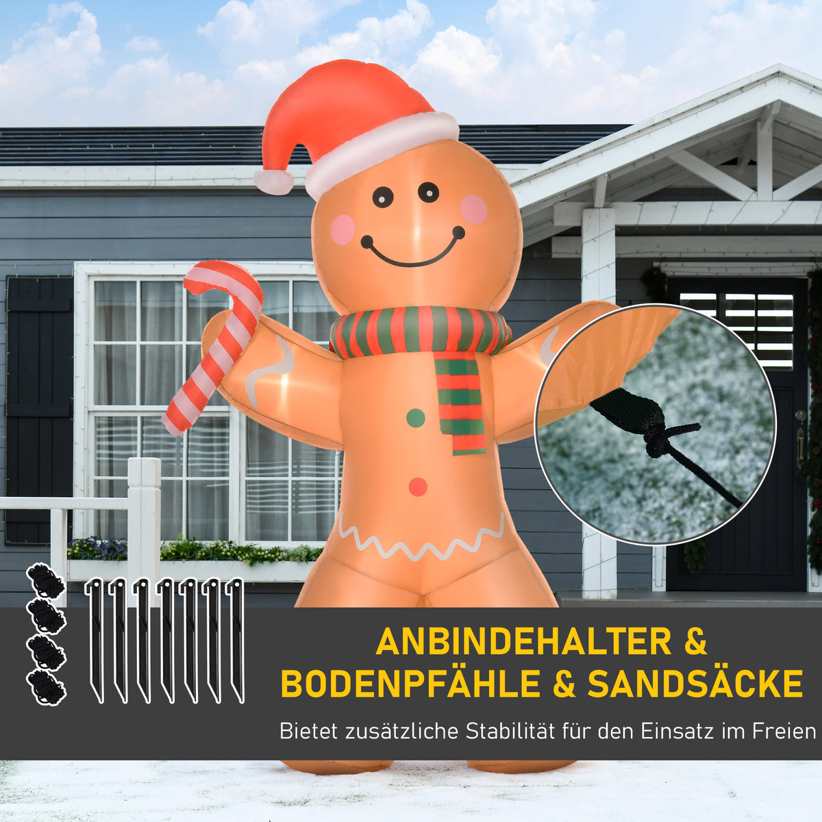 Aufblasbarer Lebkuchenmann mit LED-Beleuchtung