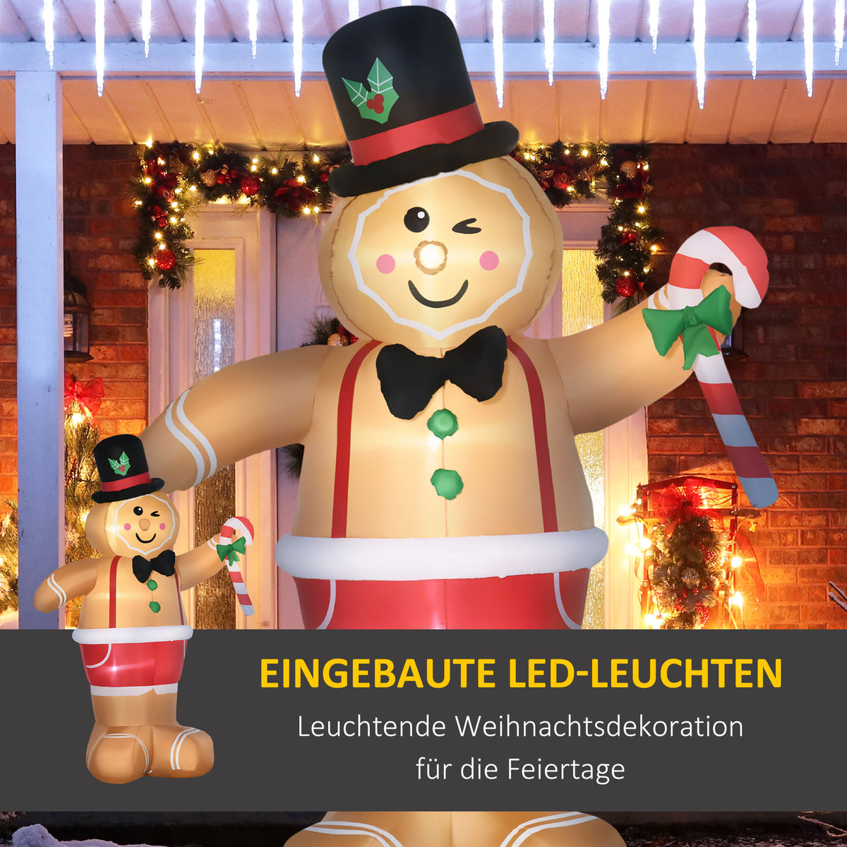Aufblasbarer Lebkuchenmann mit LED-Beleuchtung