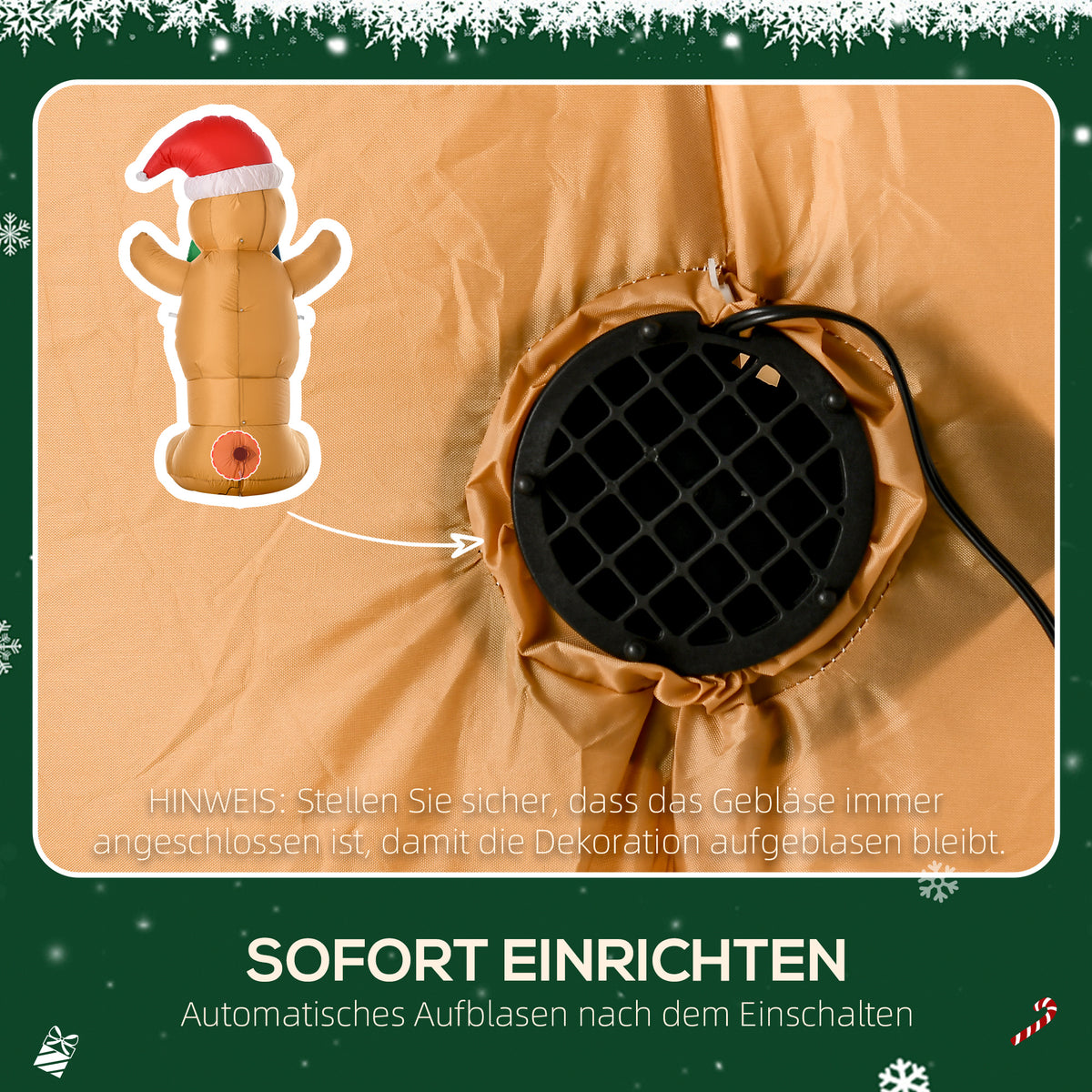 Aufblasbarer Lebkuchenmann mit LED-Beleuchtung