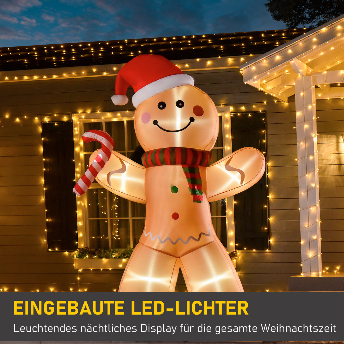 Aufblasbarer Lebkuchenmann mit LED-Beleuchtung