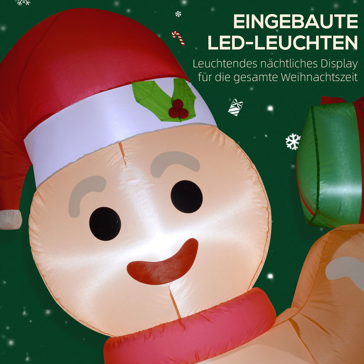 Aufblasbarer Lebkuchenmann mit LED-Beleuchtung