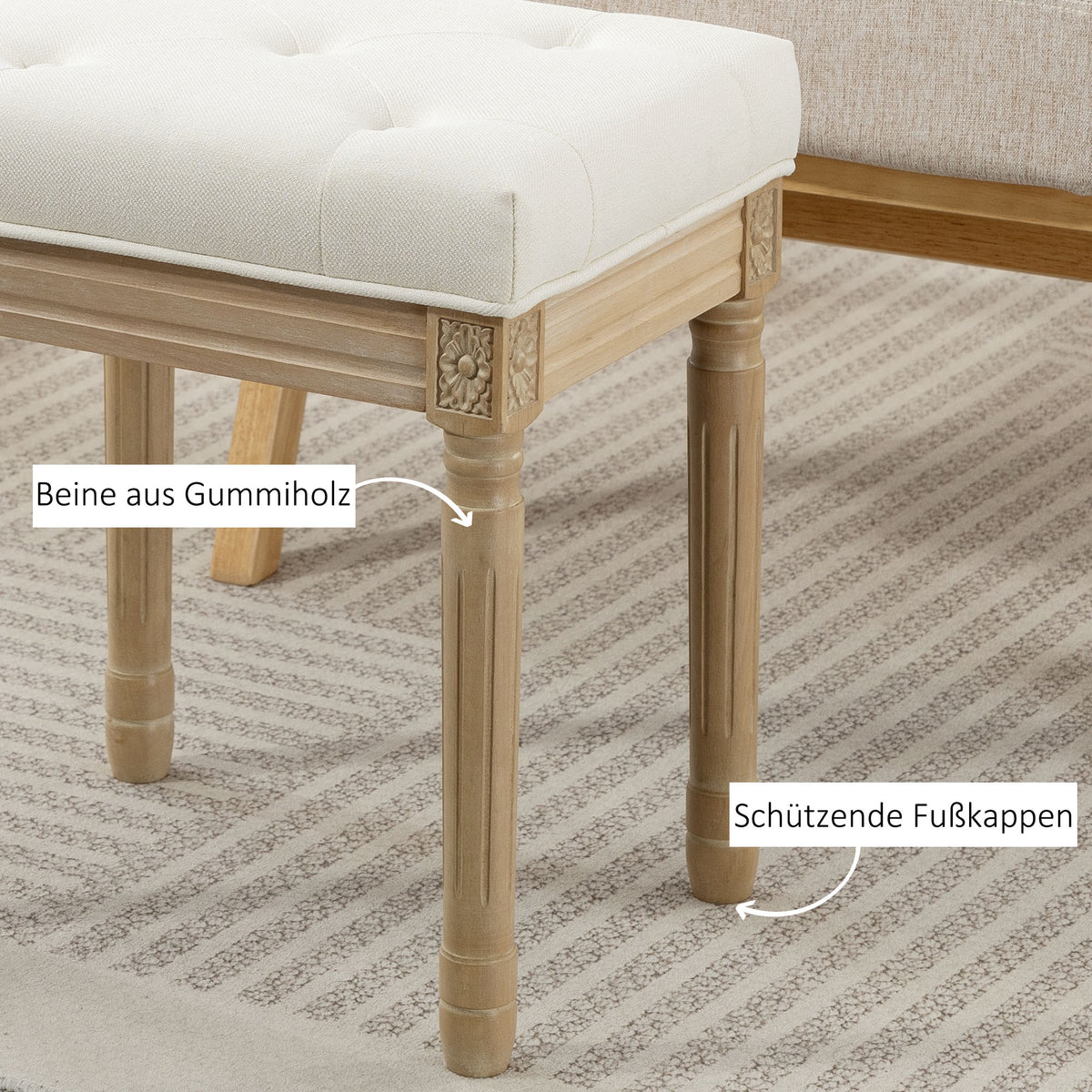 Gepolsterter Fußhocker mit Holzbeinen