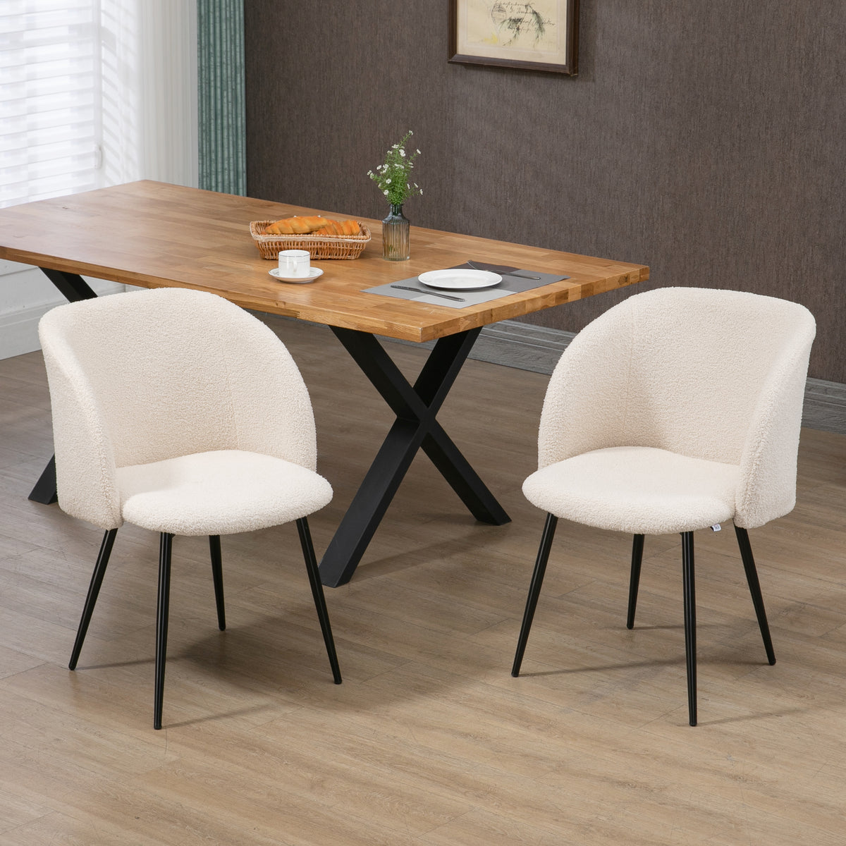 2er-Set Polsterstühle mit gewölbter Rückenlehne