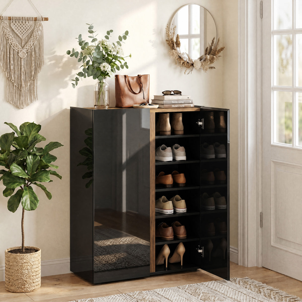 Schuhschrank mit 6 Ebenen und Soft-Close-Türen