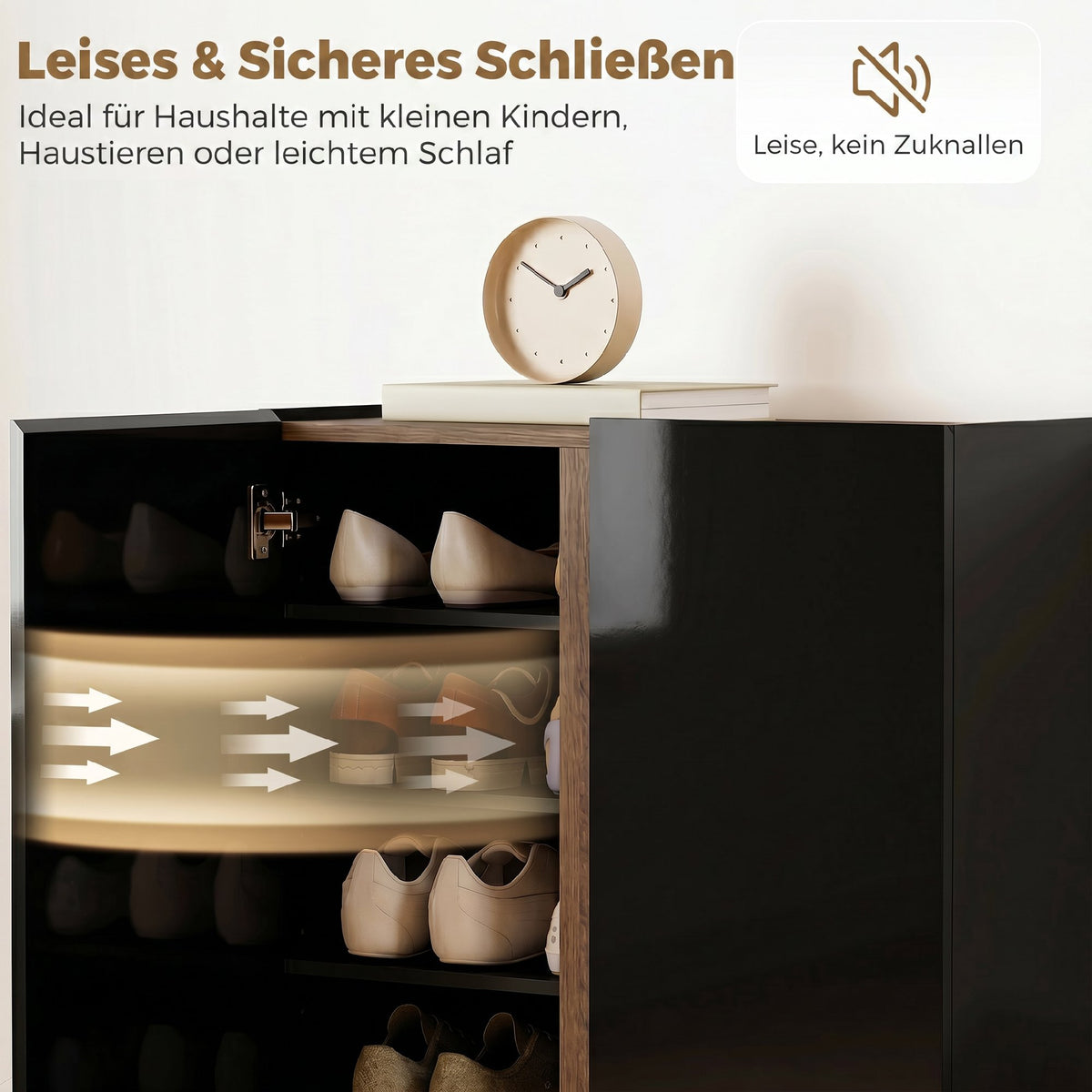 Schuhschrank mit 6 Ebenen und Soft-Close-Türen