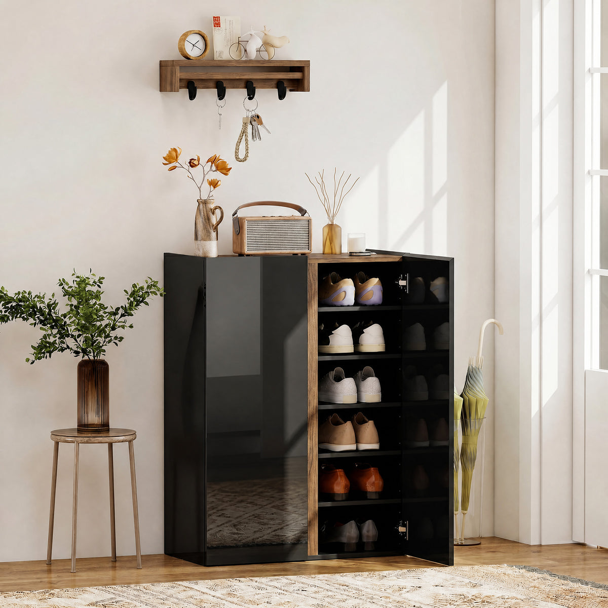 Schuhschrank mit 6 Ebenen und Soft-Close-Türen