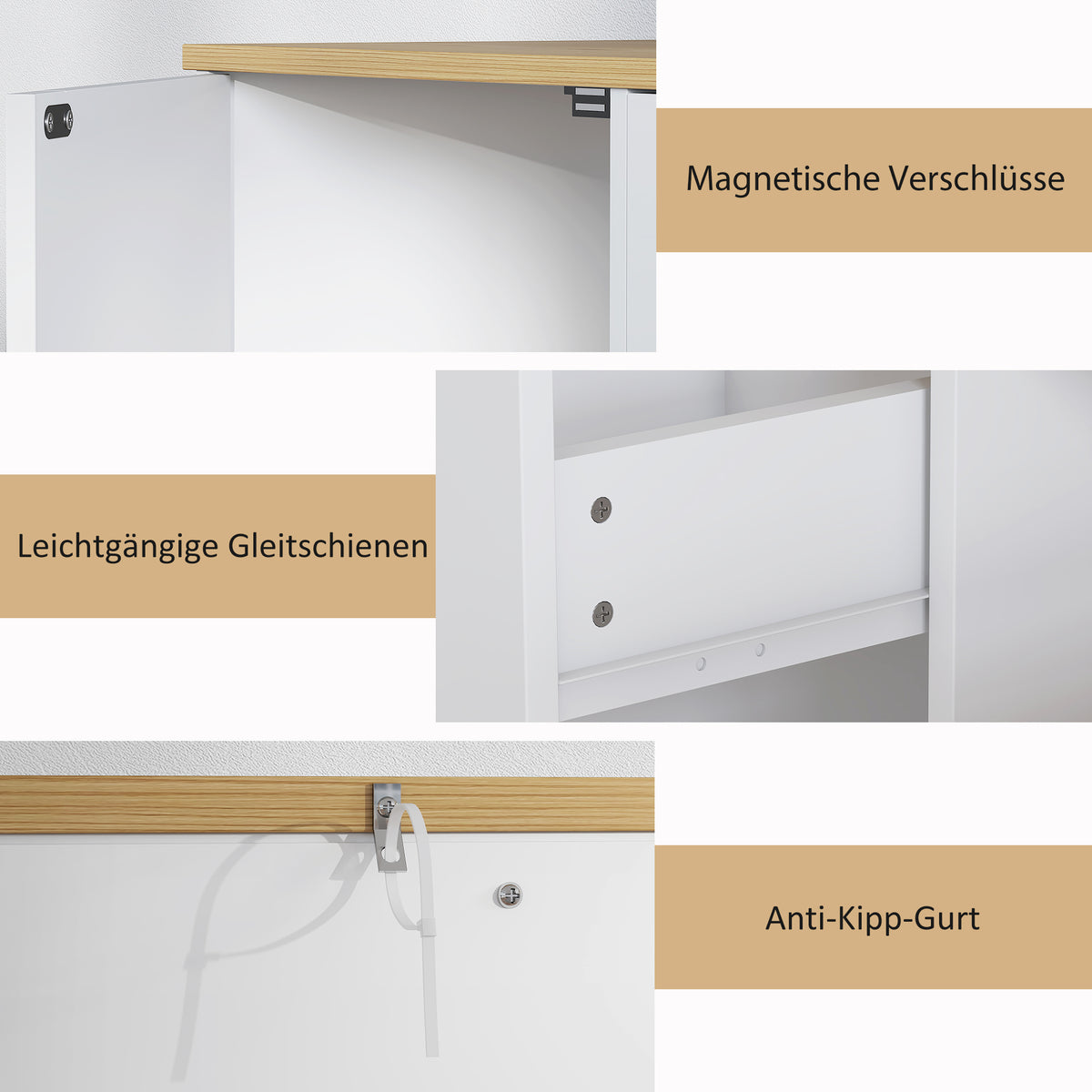 Sideboard mit Schublade, Schränken und offenen Fächern