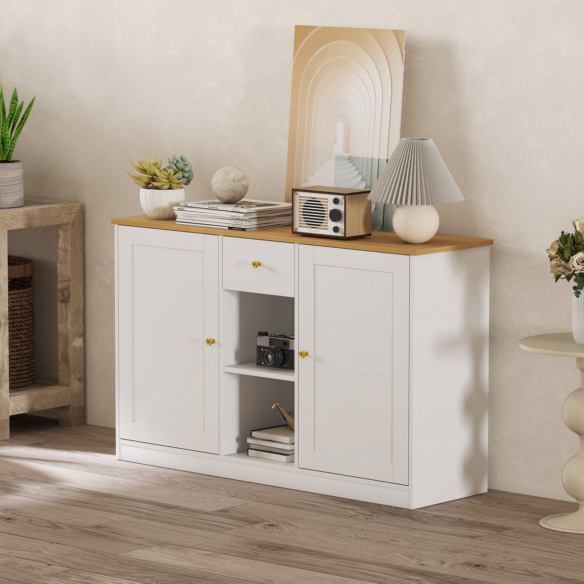 Sideboard mit Schublade, Schränken und offenen Fächern
