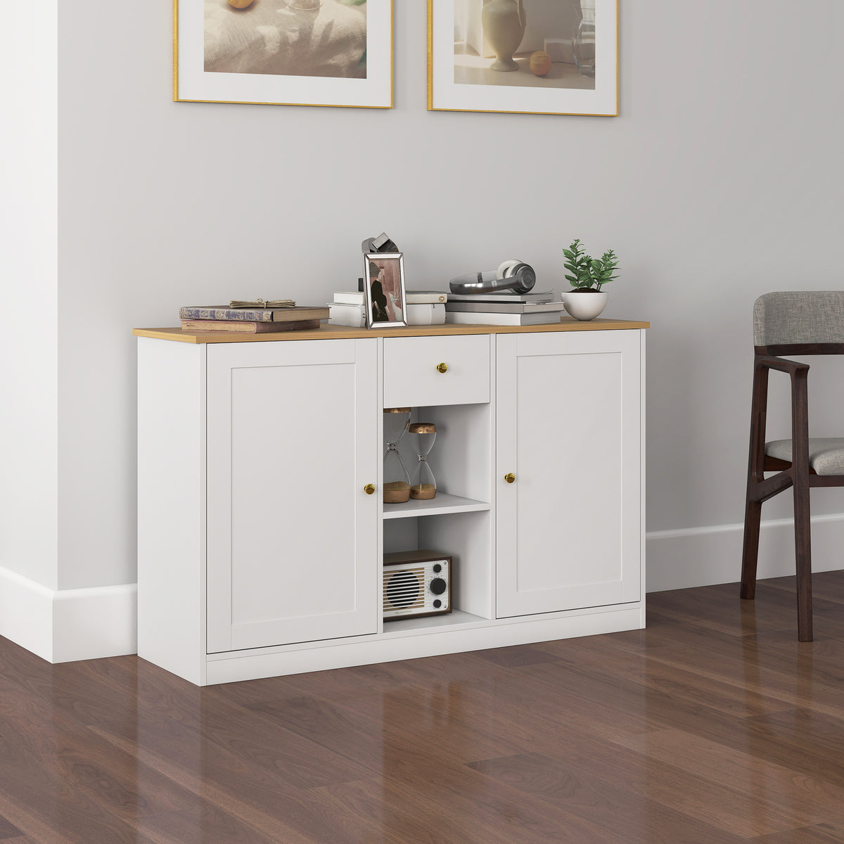 Sideboard mit Schublade, Schränken und offenen Fächern