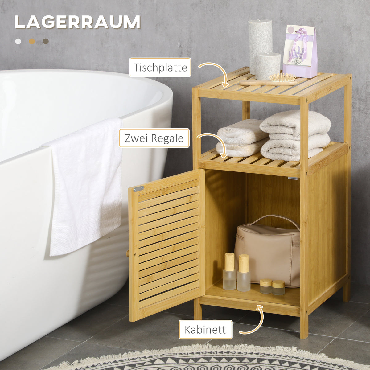 Badezimmerregal mit Schrankfach oder Wäschesammler