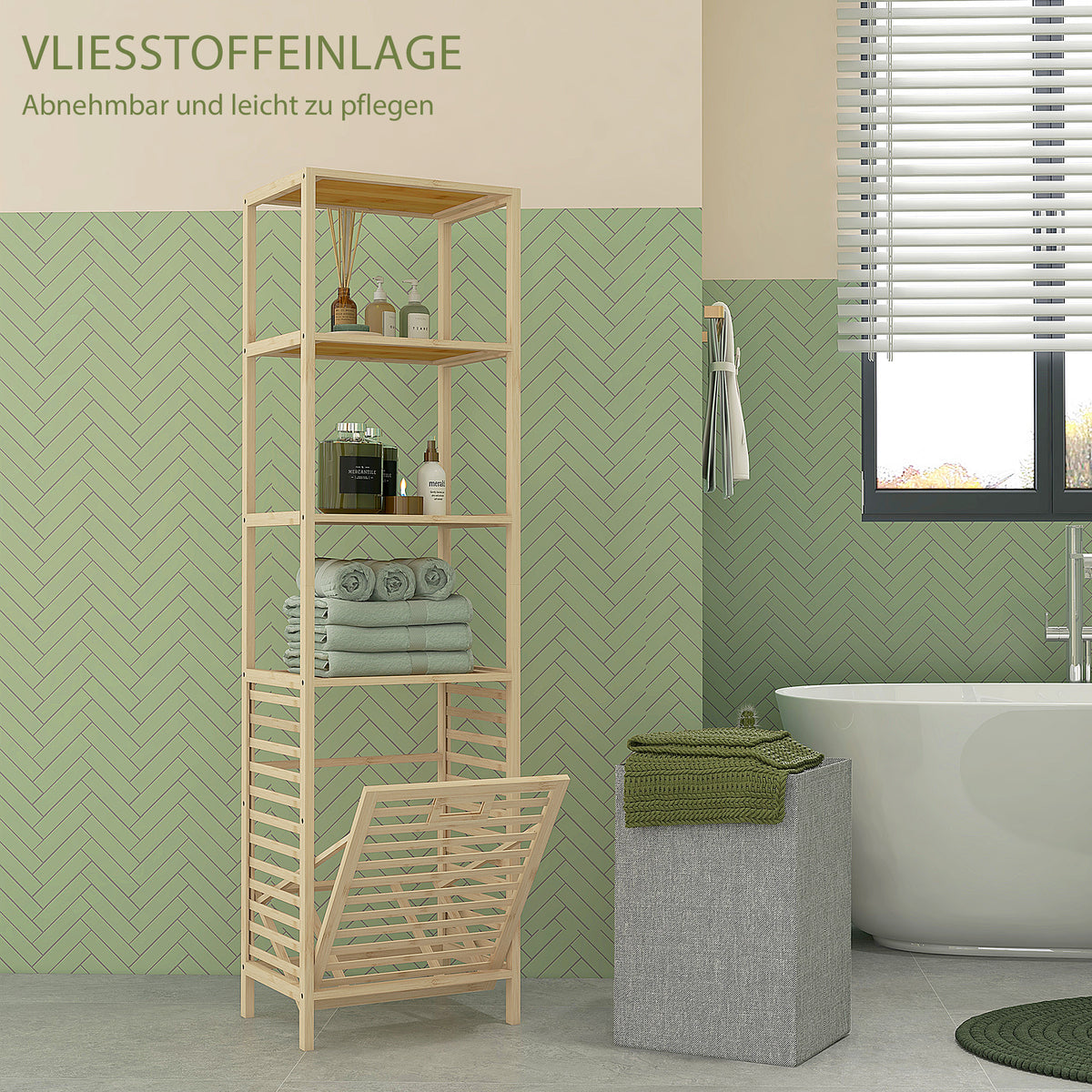 Badezimmerregal mit Schrankfach oder Wäschesammler