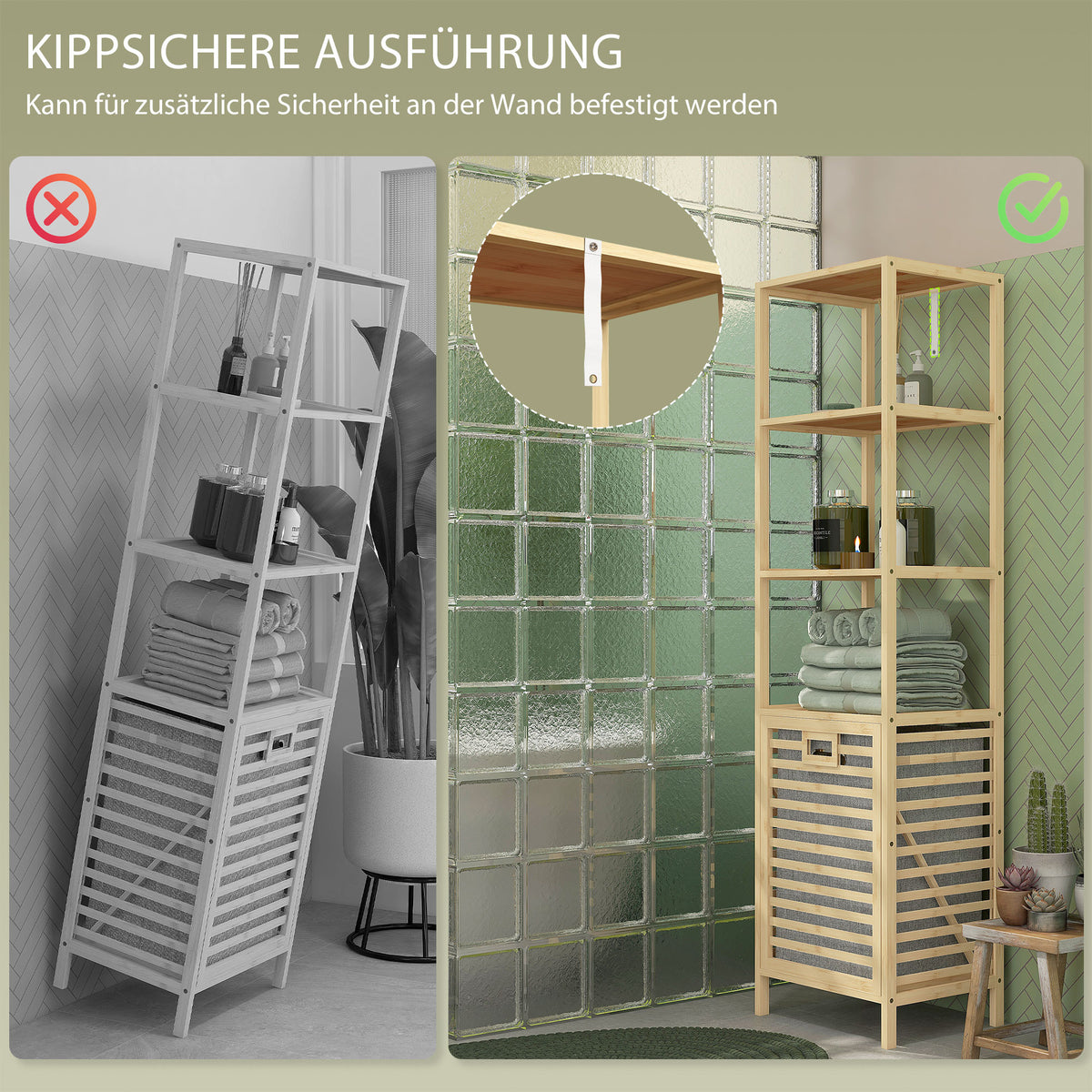 Badezimmerregal mit Schrankfach oder Wäschesammler