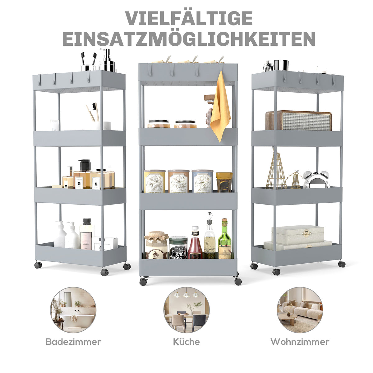 Küchenwagen mit vier Etagen und Haken