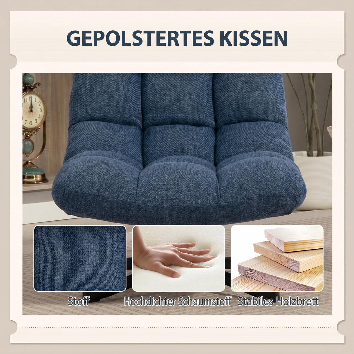 Armloser Drehsessel mit Chenillebezug und Stahlgestell