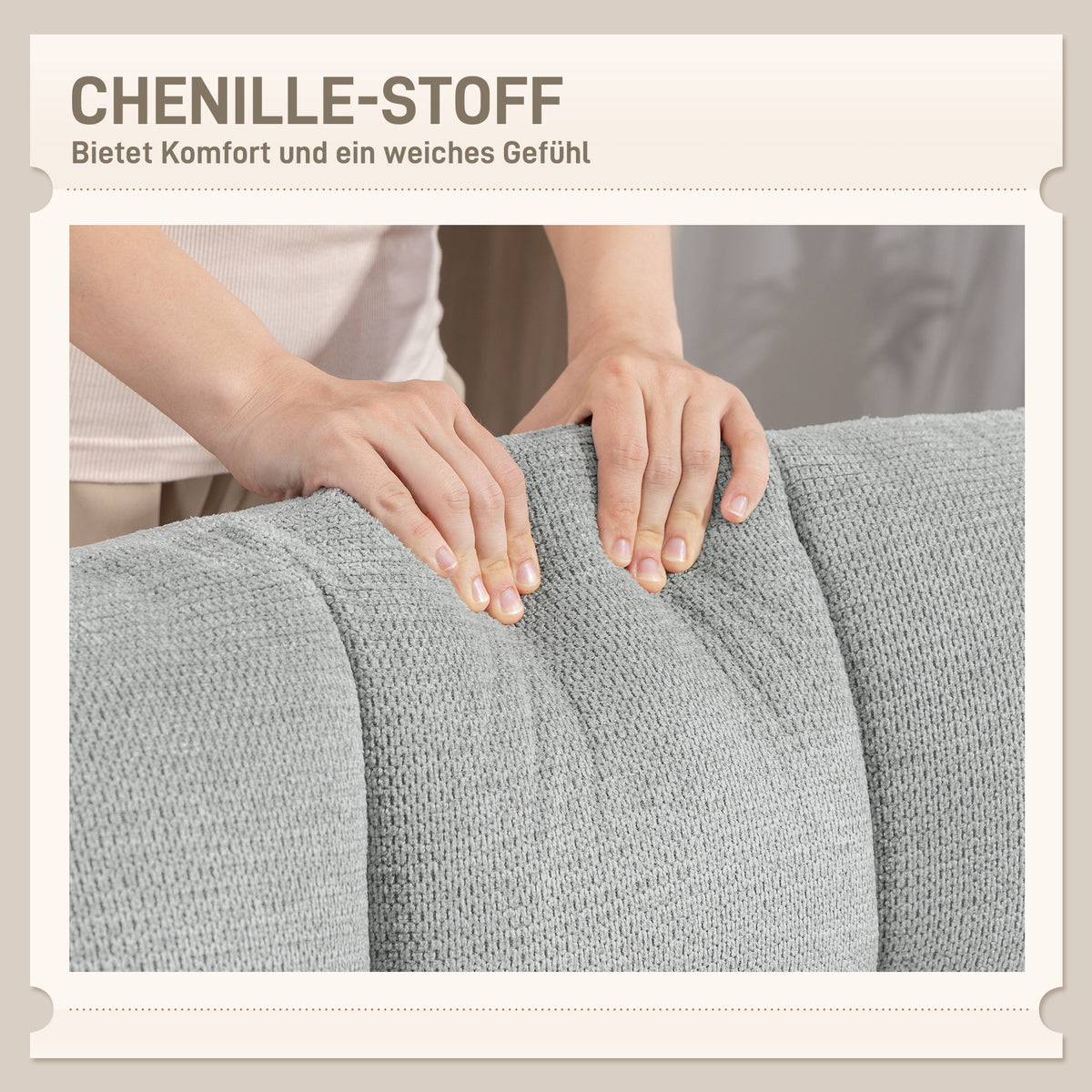 Armloser Drehsessel mit Chenillebezug und Stahlgestell