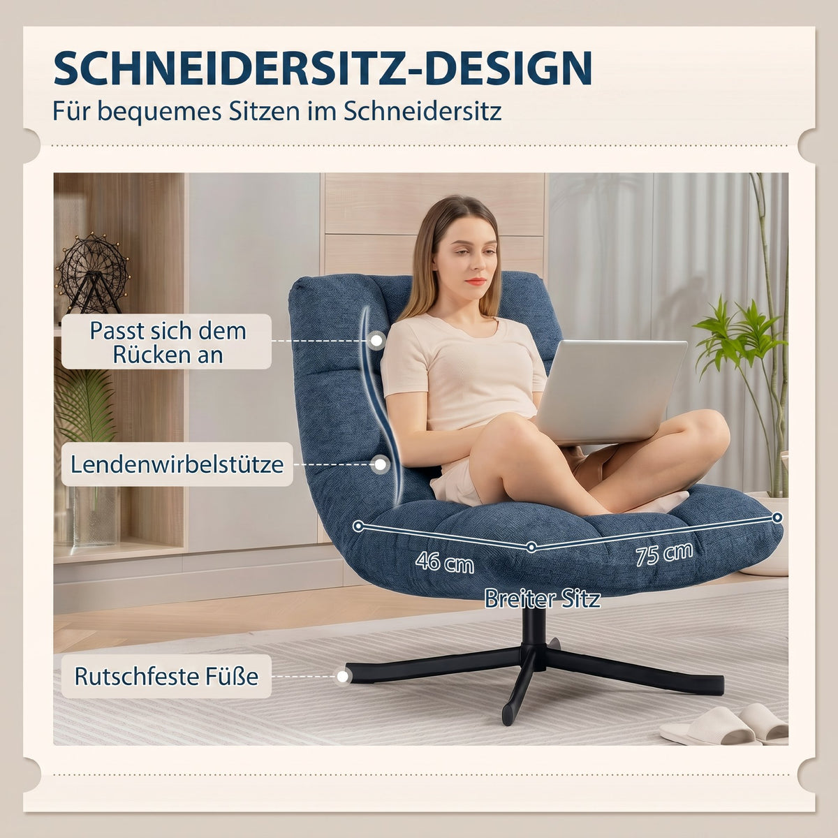 Armloser Drehsessel mit Chenillebezug und Stahlgestell
