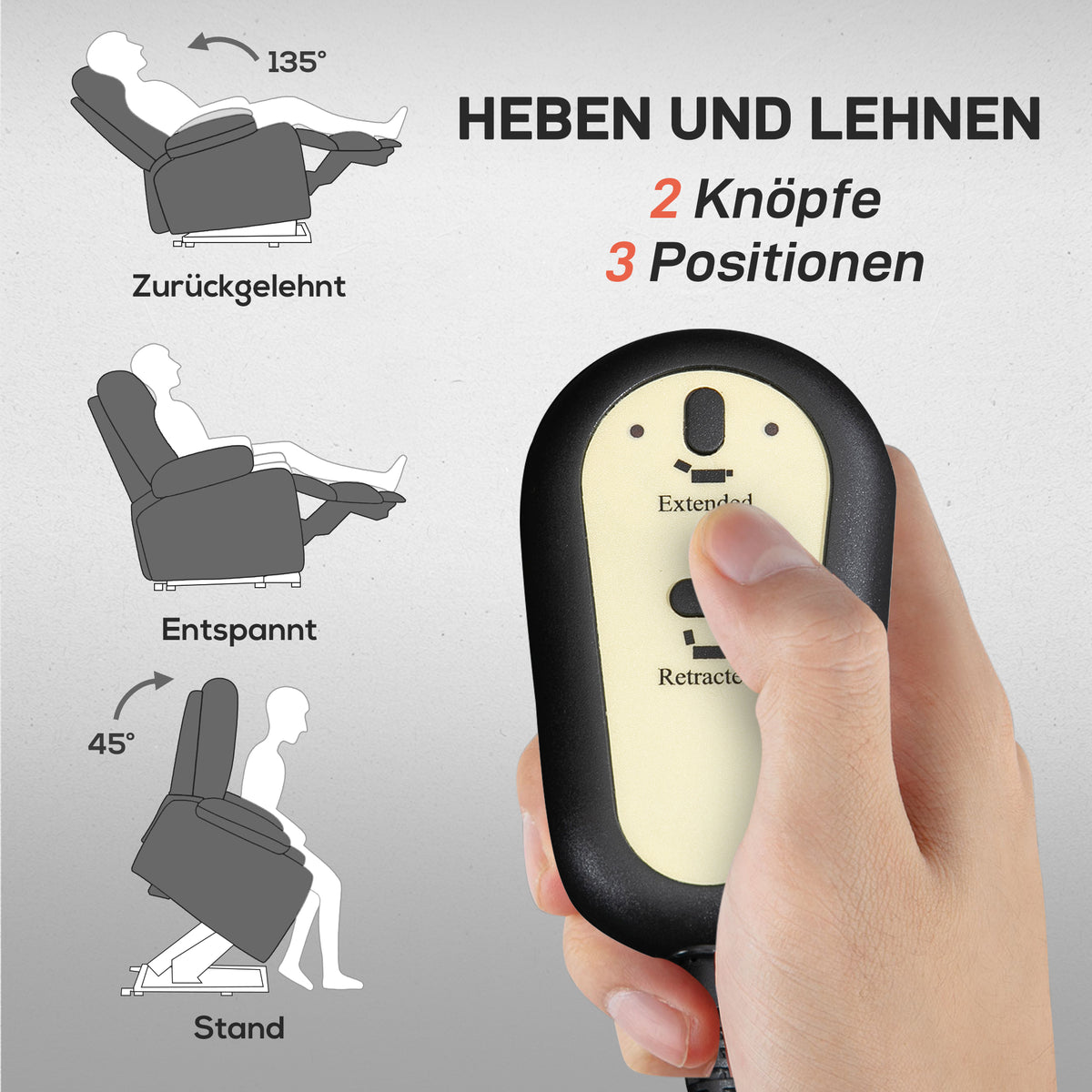 Elektrischer Aufstehsessel mit Massage und Wärme