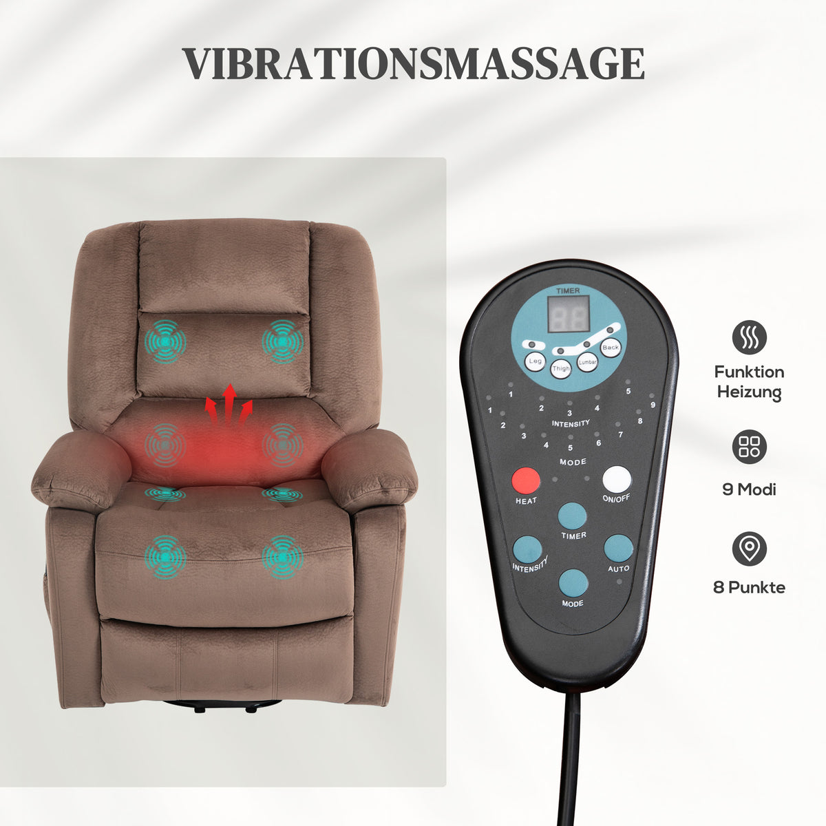Elektrischer Aufstehsessel mit Massage und Wärme