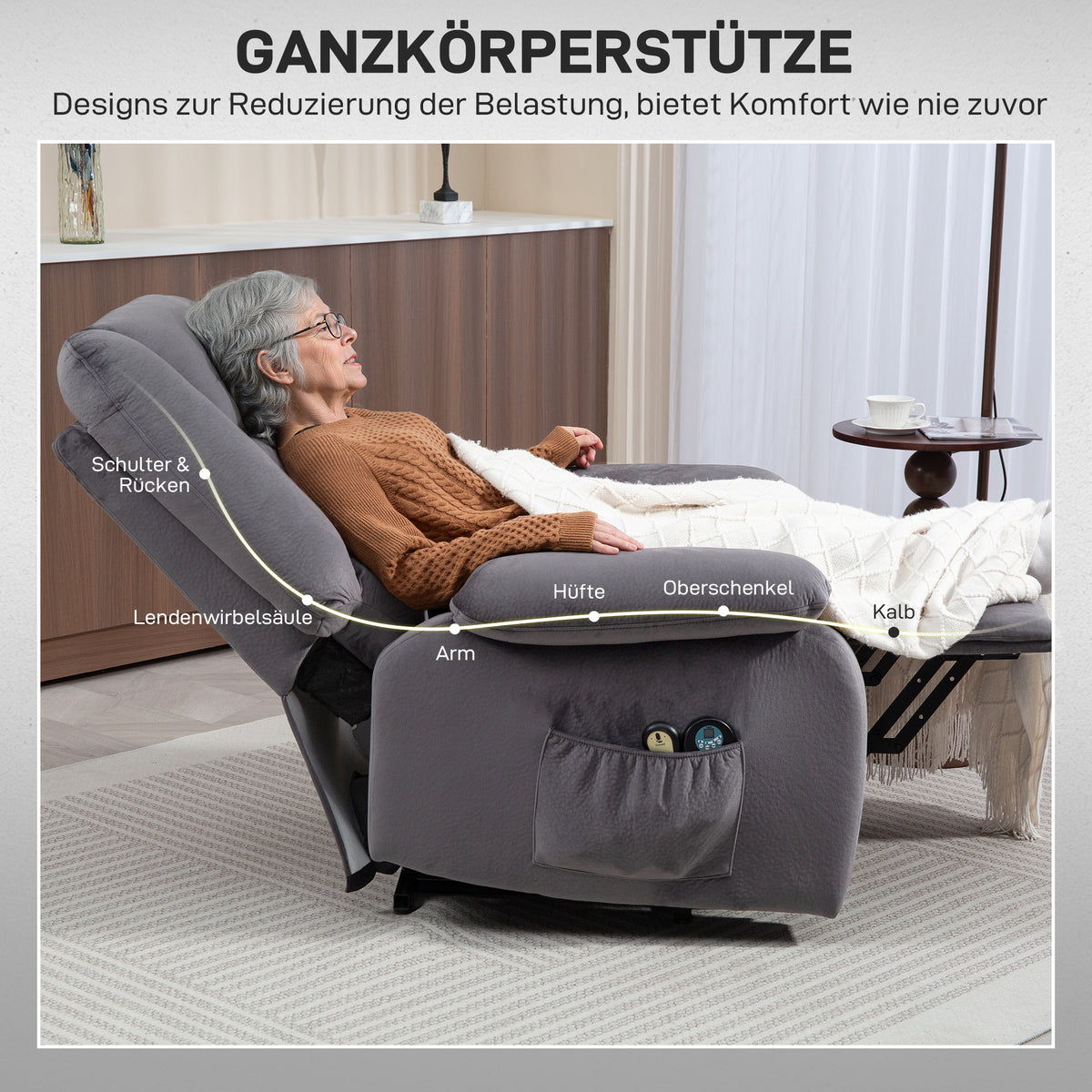 Elektrischer Aufstehsessel mit Massage und Wärme
