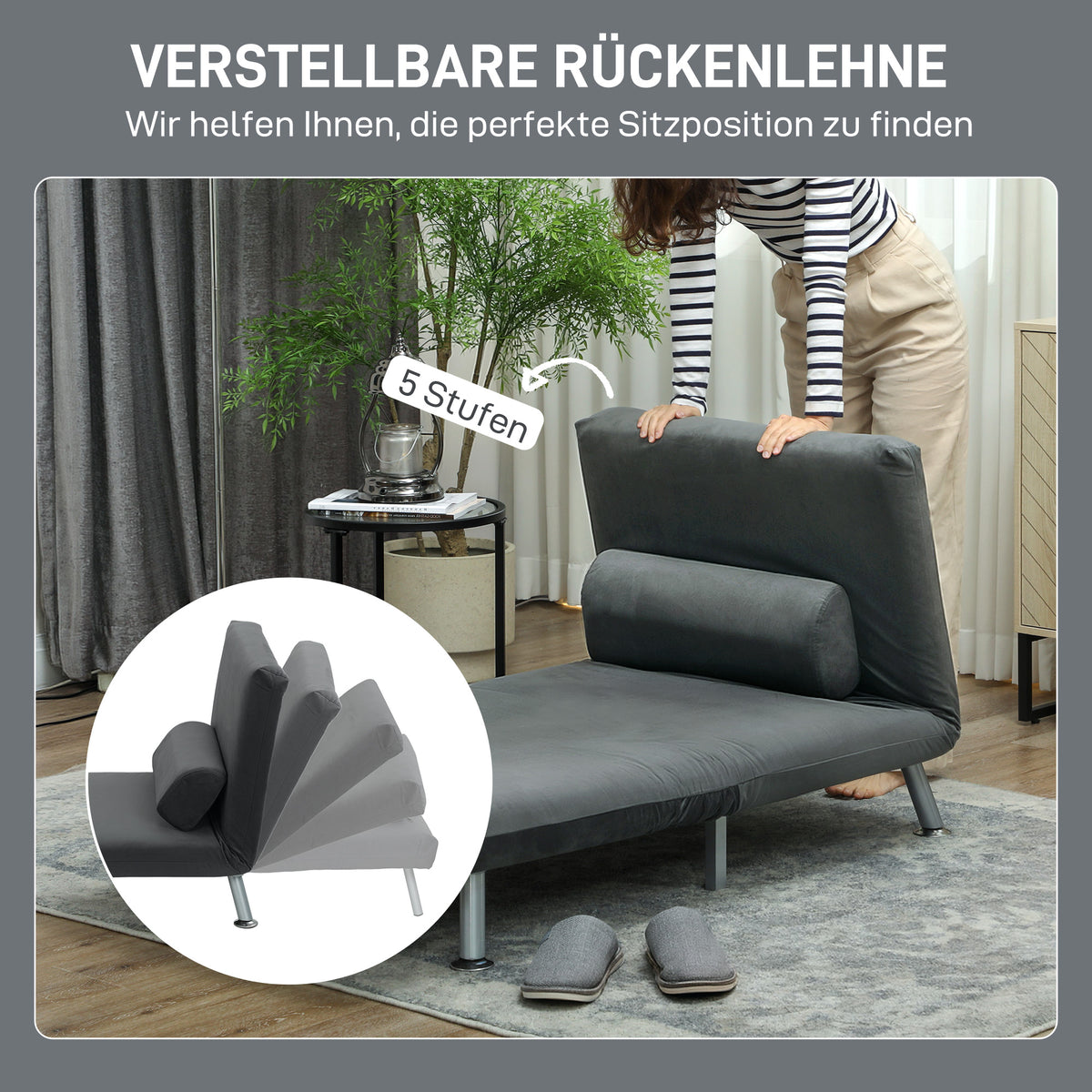 Klappbarer Schlafsessel mit 5-fach verstellbarer Lehne
