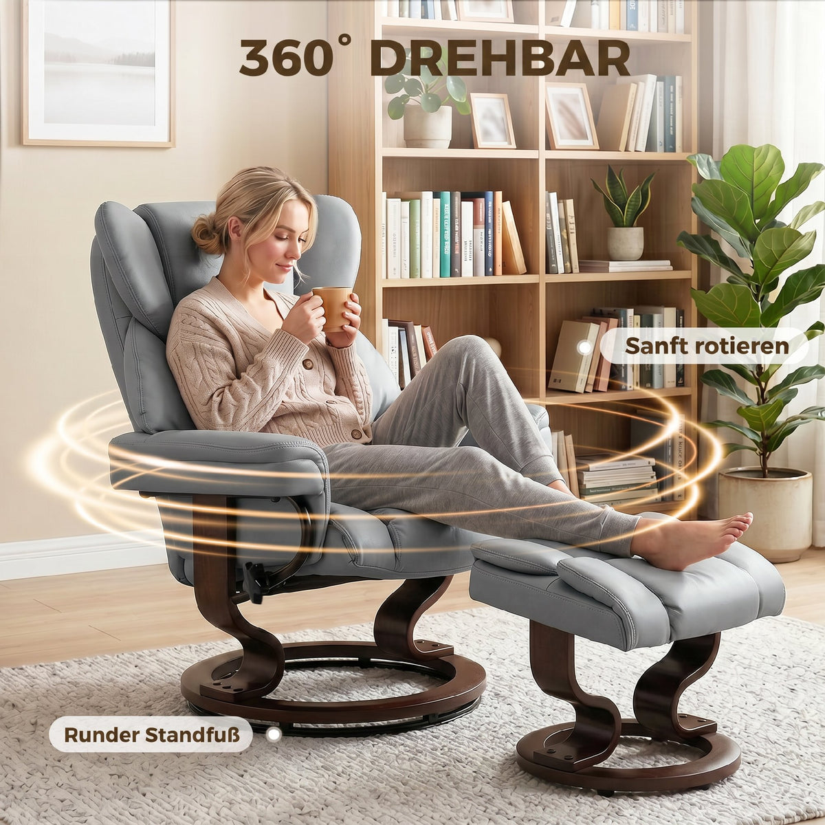 Relaxsessel mit Hocker und Liegefunktion