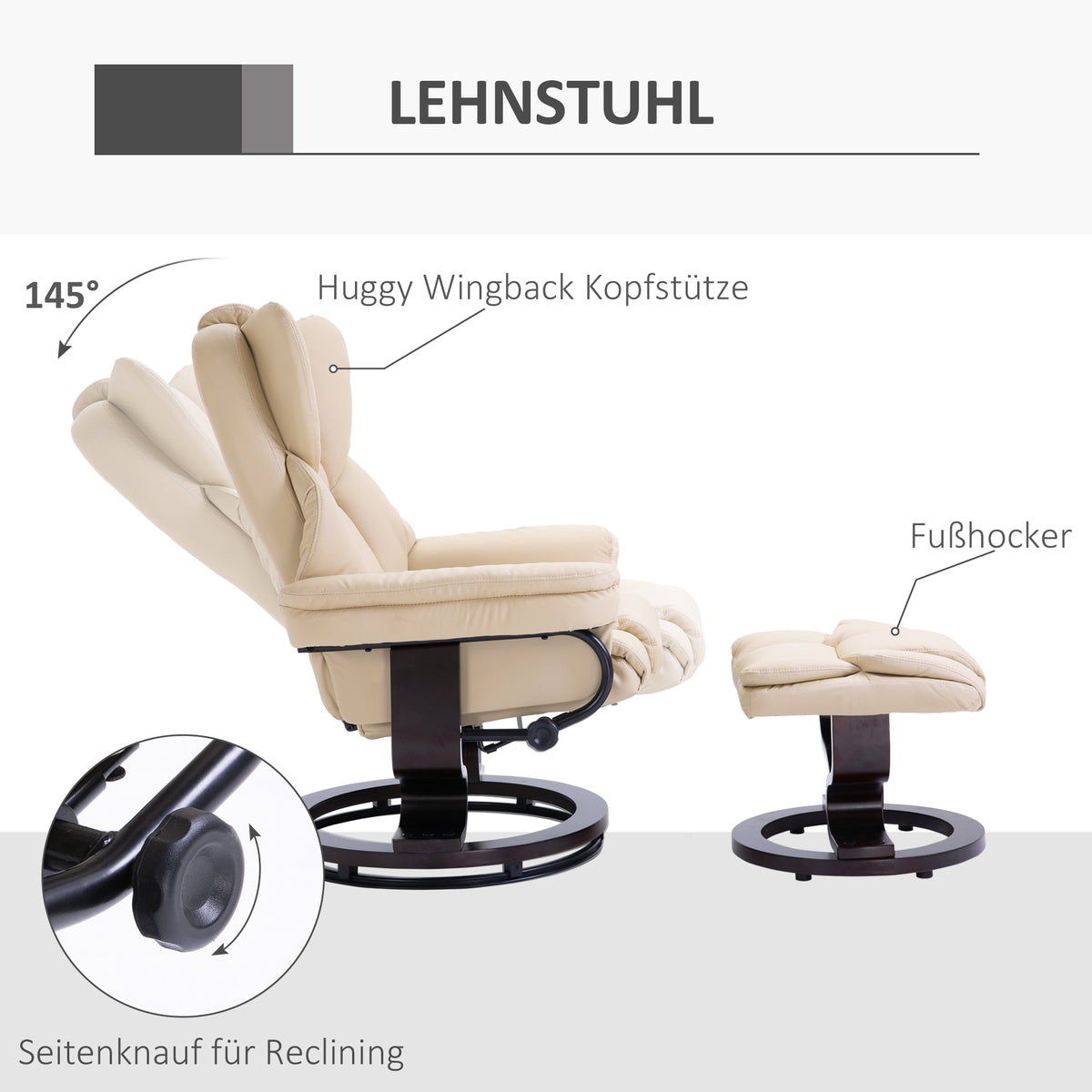 Relaxsessel mit Hocker und Liegefunktion