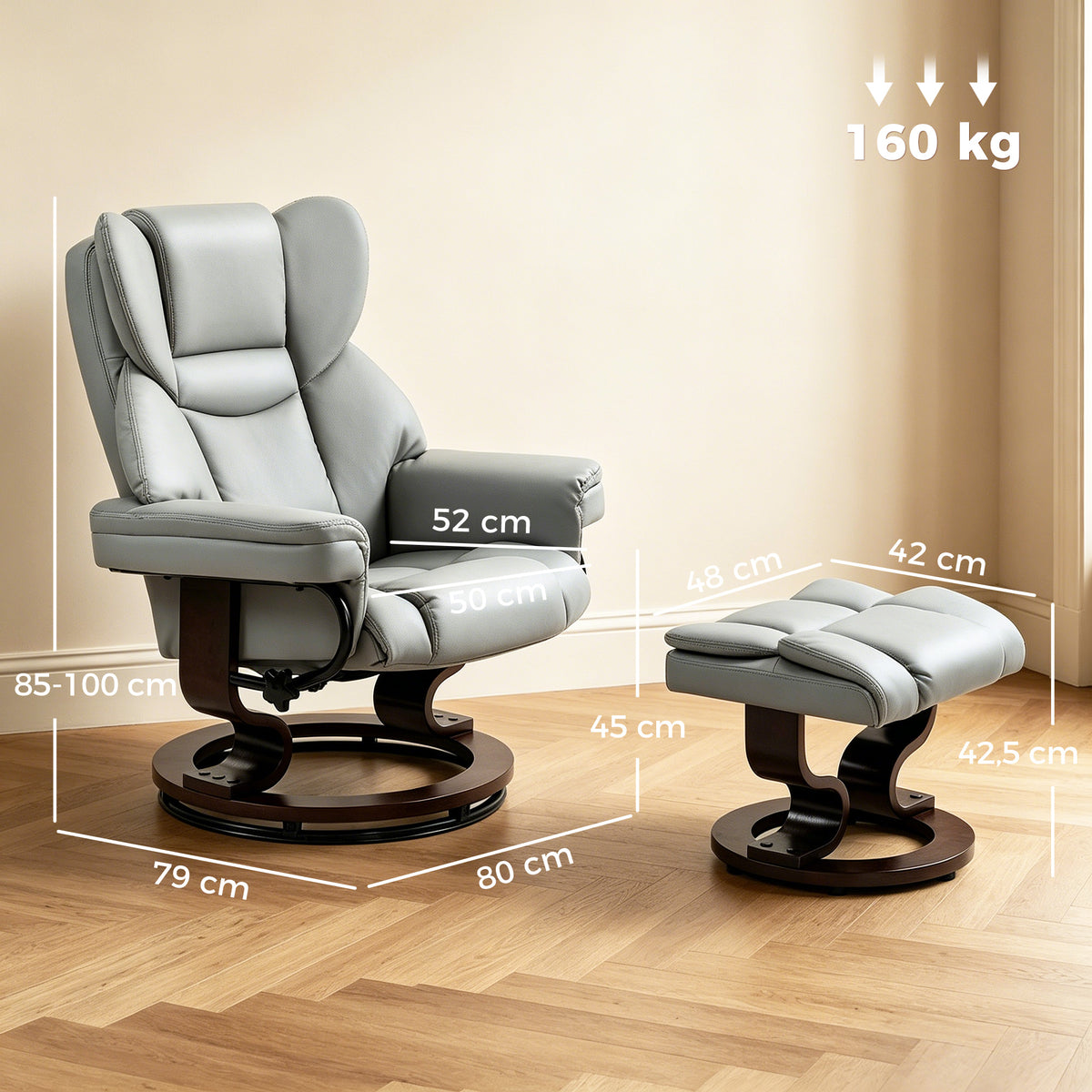 Relaxsessel mit Hocker und Liegefunktion