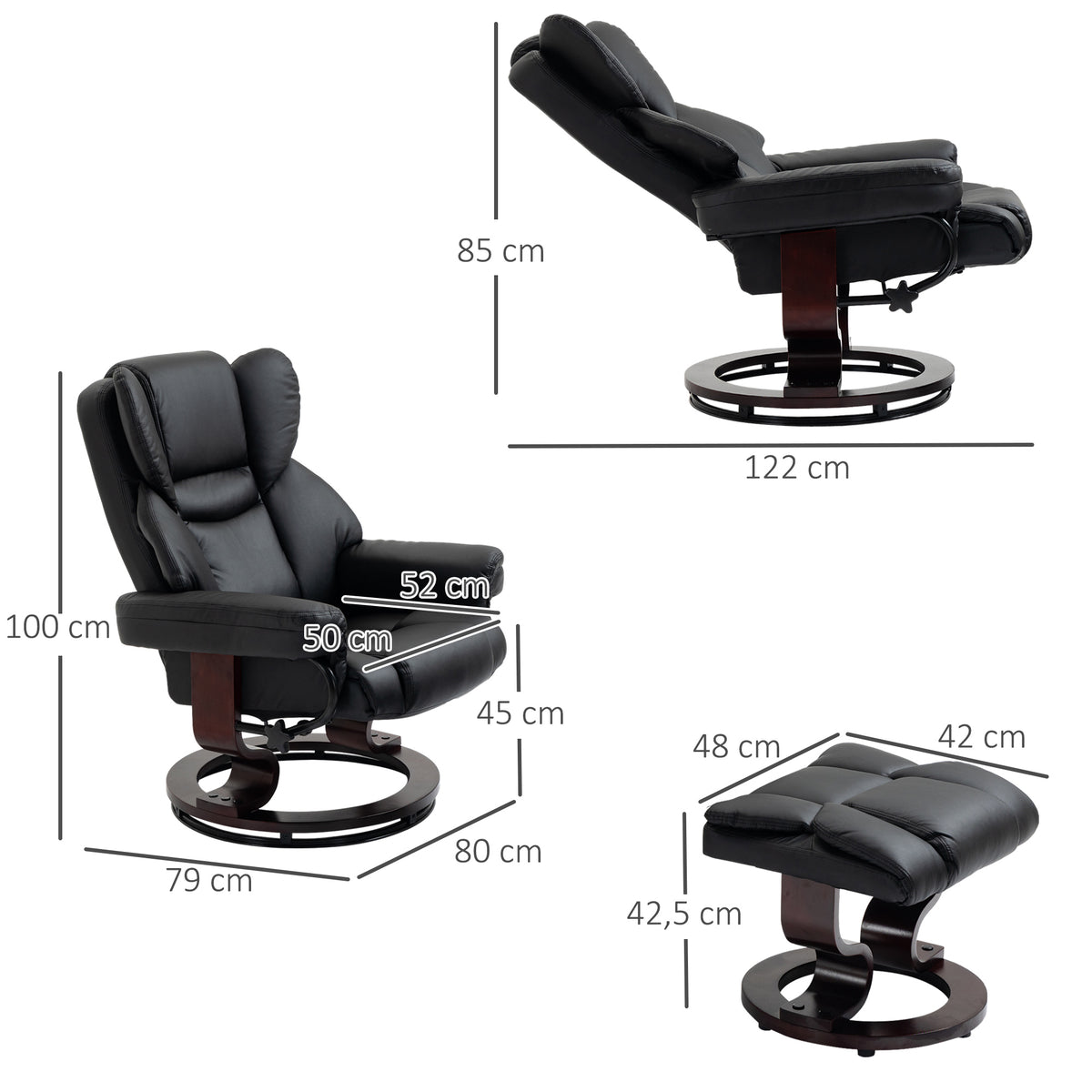 Relaxsessel mit Hocker und Liegefunktion