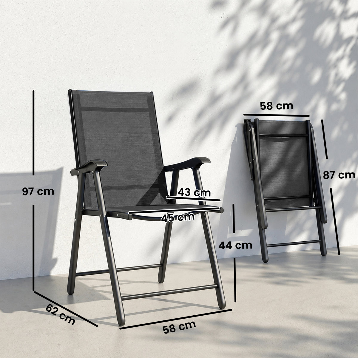 2er-Set Klappstühle mit Armlehnen und Texteline