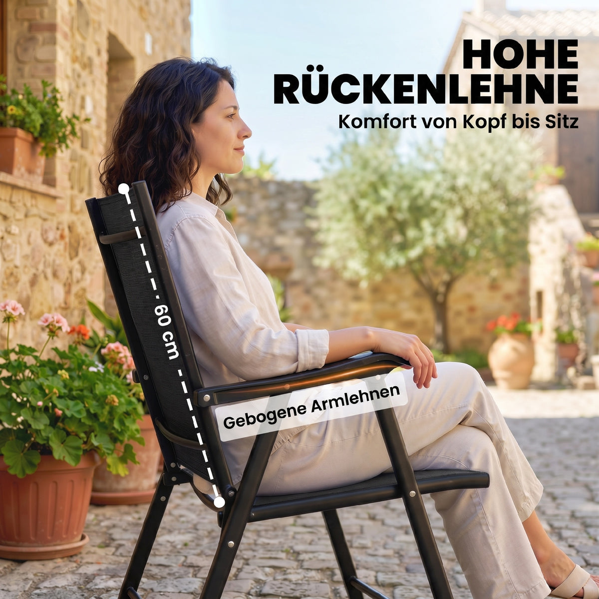 2er-Set Klappstühle mit Armlehnen und Texteline