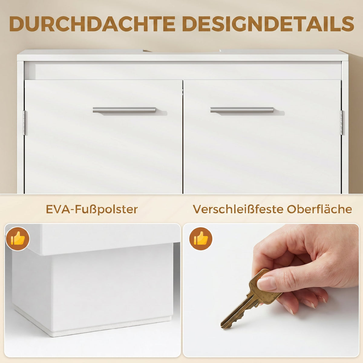 Waschbeckenunterschrank mit U-Ausschnitt und verstellbarem Regal