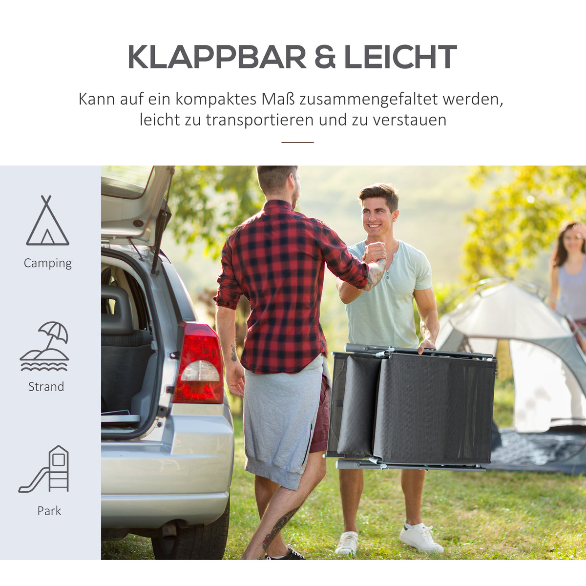 Klappbare Sonnenliege mit verstellbarer Rückenlehne