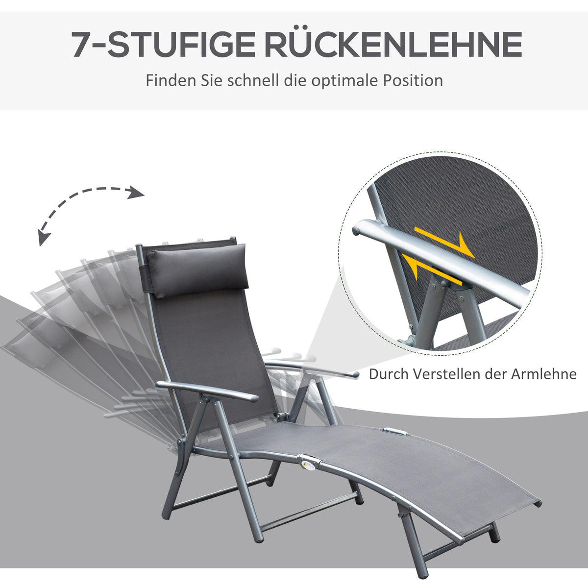 Klappbare Sonnenliege mit verstellbarer Rückenlehne