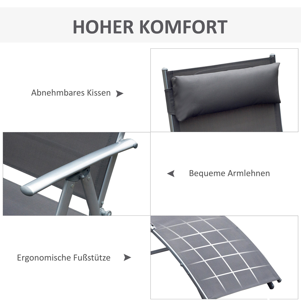 Klappbare Sonnenliege mit verstellbarer Rückenlehne