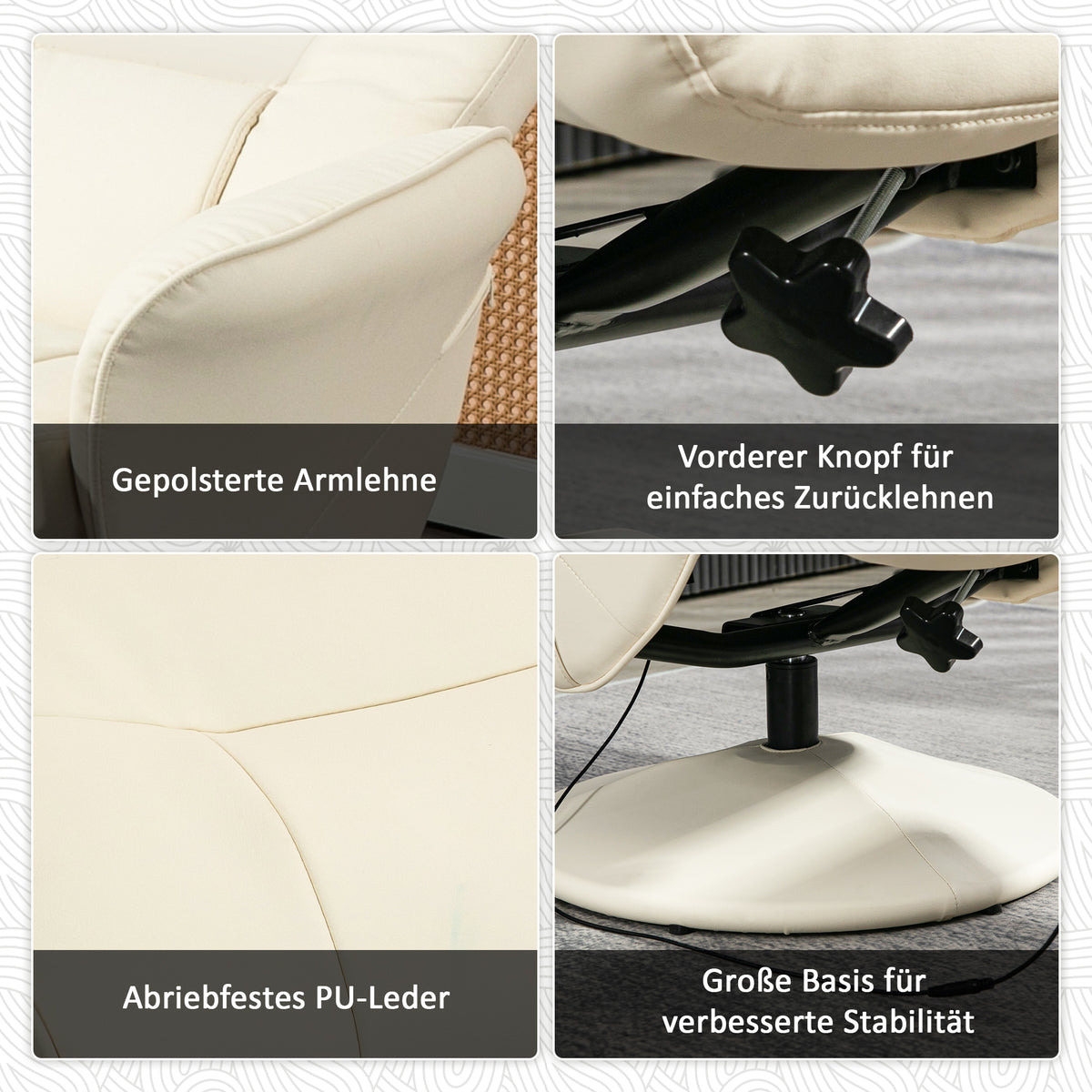 Drehbarer Massagesessel mit Fußhocker und Liegefunktion