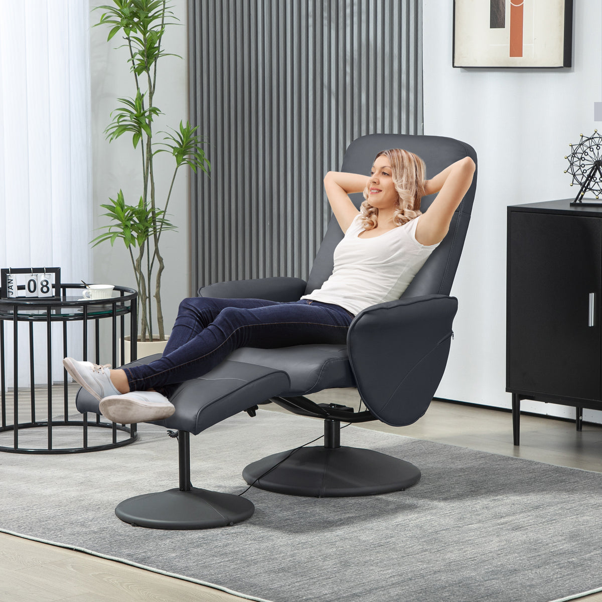 Drehbarer Massagesessel mit Fußhocker und Liegefunktion