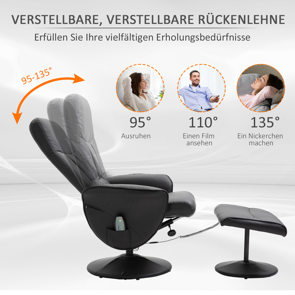 Drehbarer Massagesessel mit Fußhocker und Liegefunktion