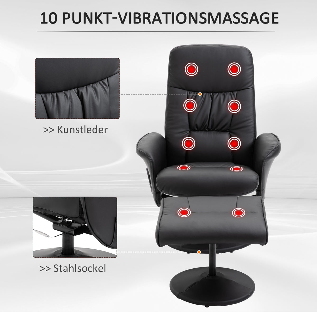 Drehbarer Massagesessel mit Fußhocker und Liegefunktion