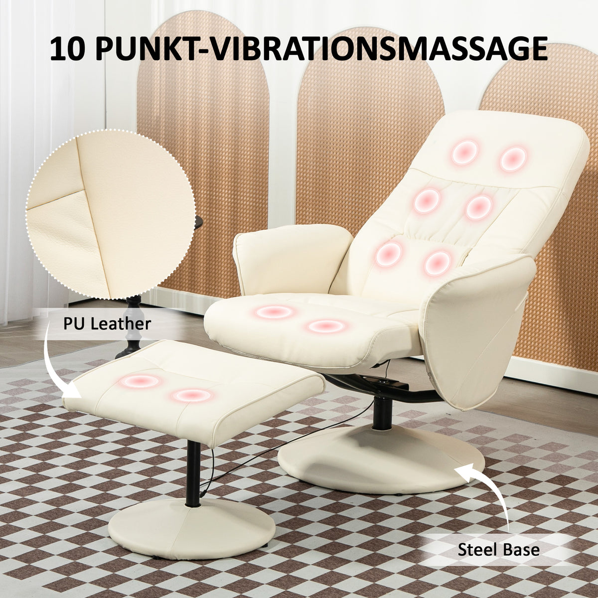 Drehbarer Massagesessel mit Fußhocker und Liegefunktion