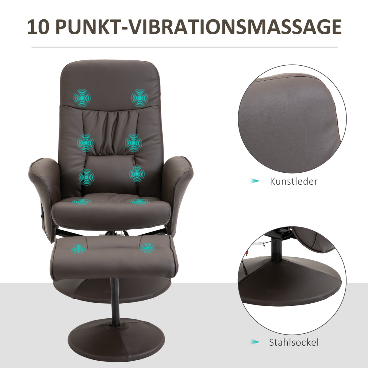 Drehbarer Massagesessel mit Fußhocker und Liegefunktion