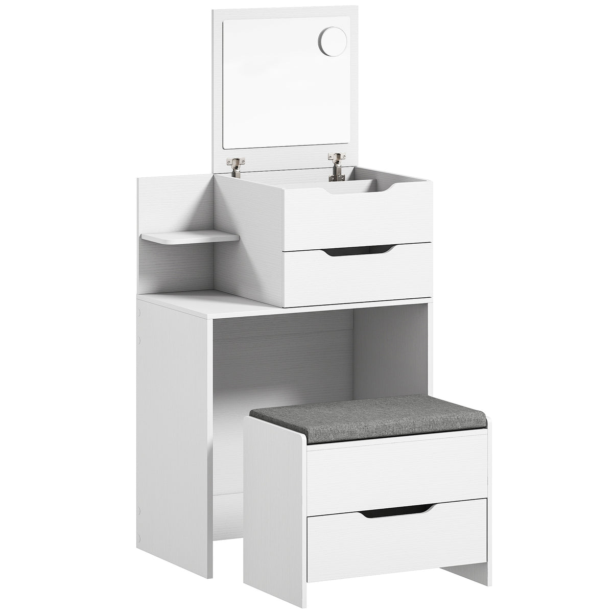 Schminktisch mit Klappspiegel und Hocker