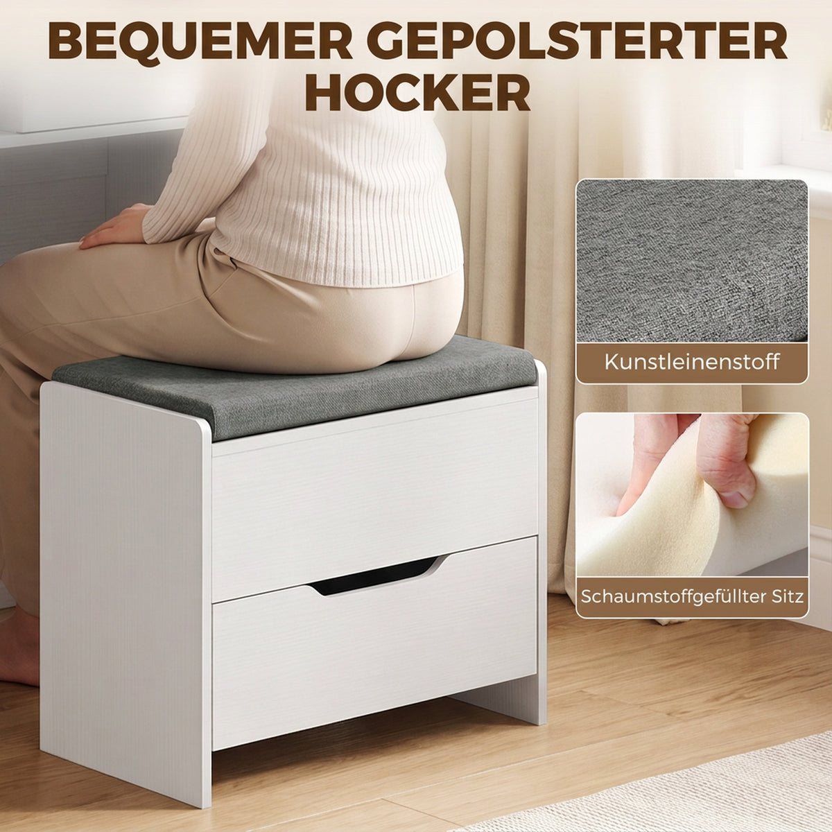 Schminktisch mit Klappspiegel und Hocker