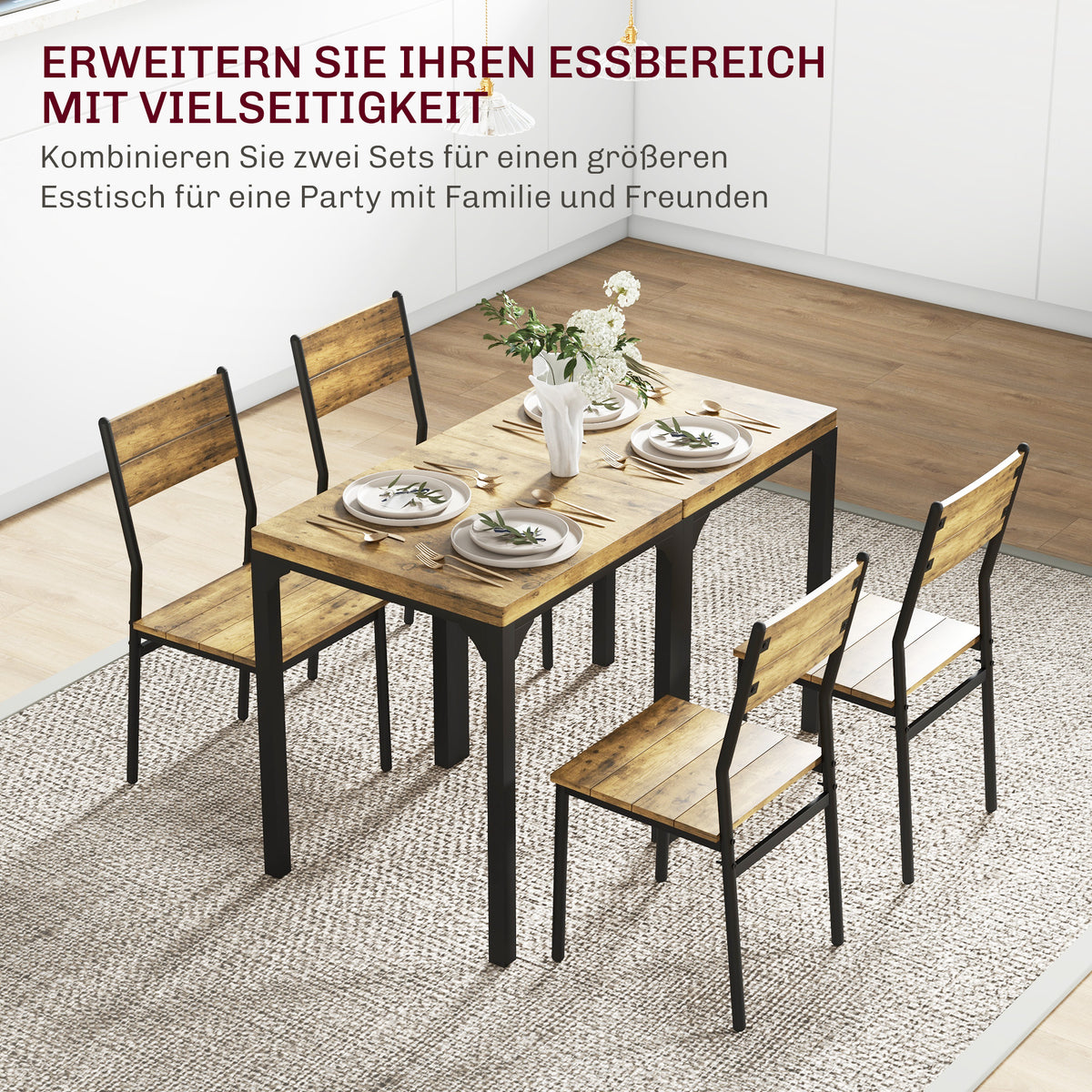 3-teilige Essgruppe mit Tisch und 2 Stühlen