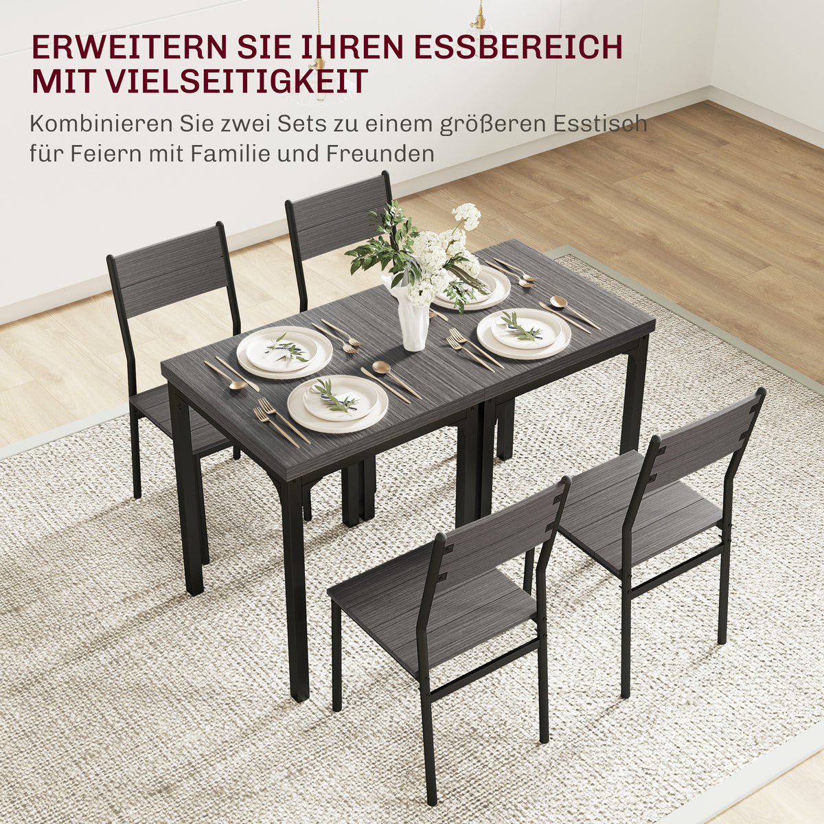 3-teilige Essgruppe mit Tisch und 2 Stühlen