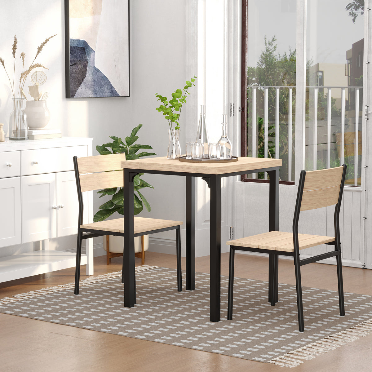 3-teilige Essgruppe mit Tisch und 2 Stühlen