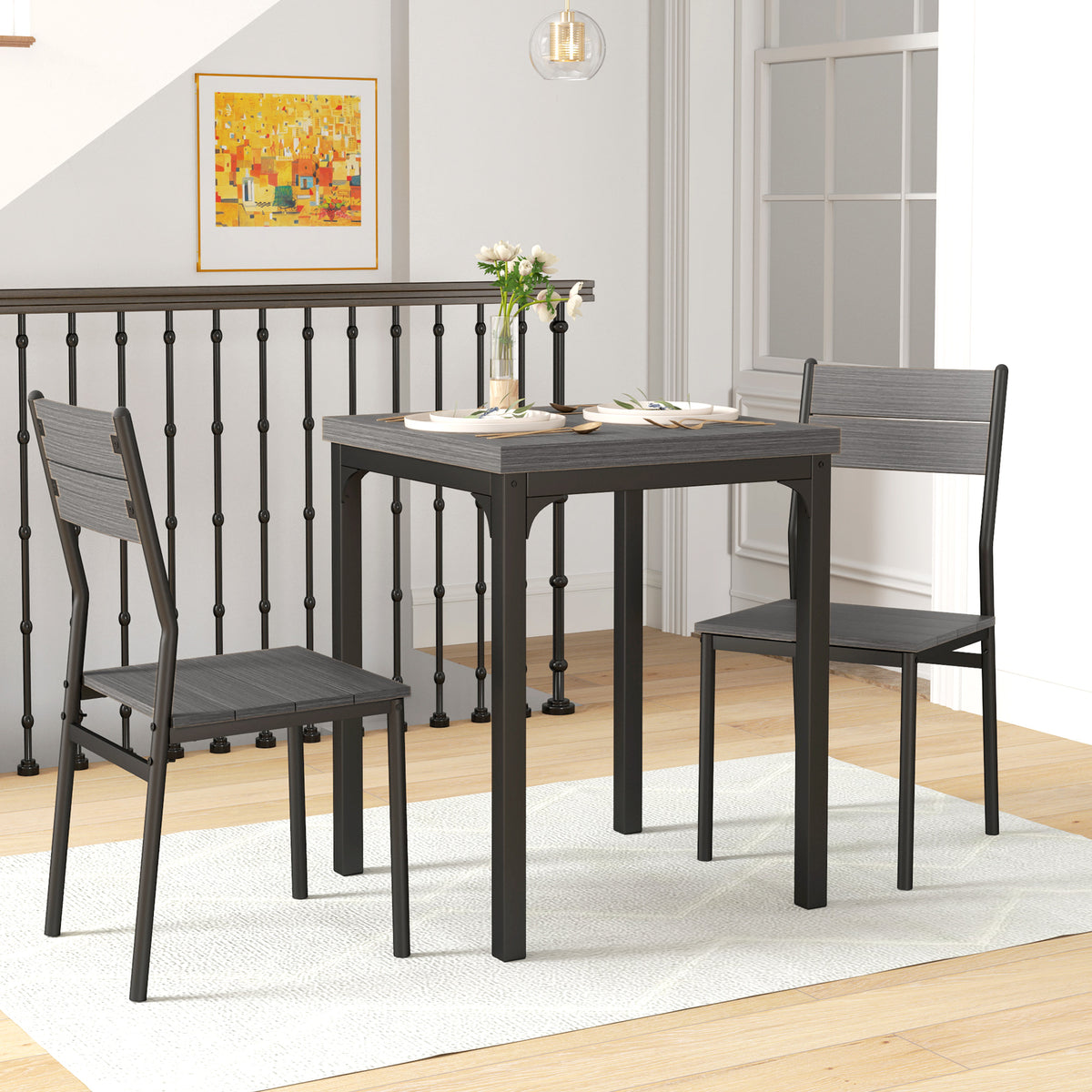 3-teilige Essgruppe mit Tisch und 2 Stühlen